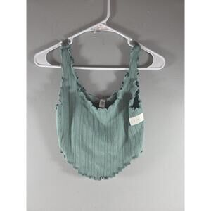 Arizona Women's Ribbed Crop Tank Top Sage Green Med NEW Summer